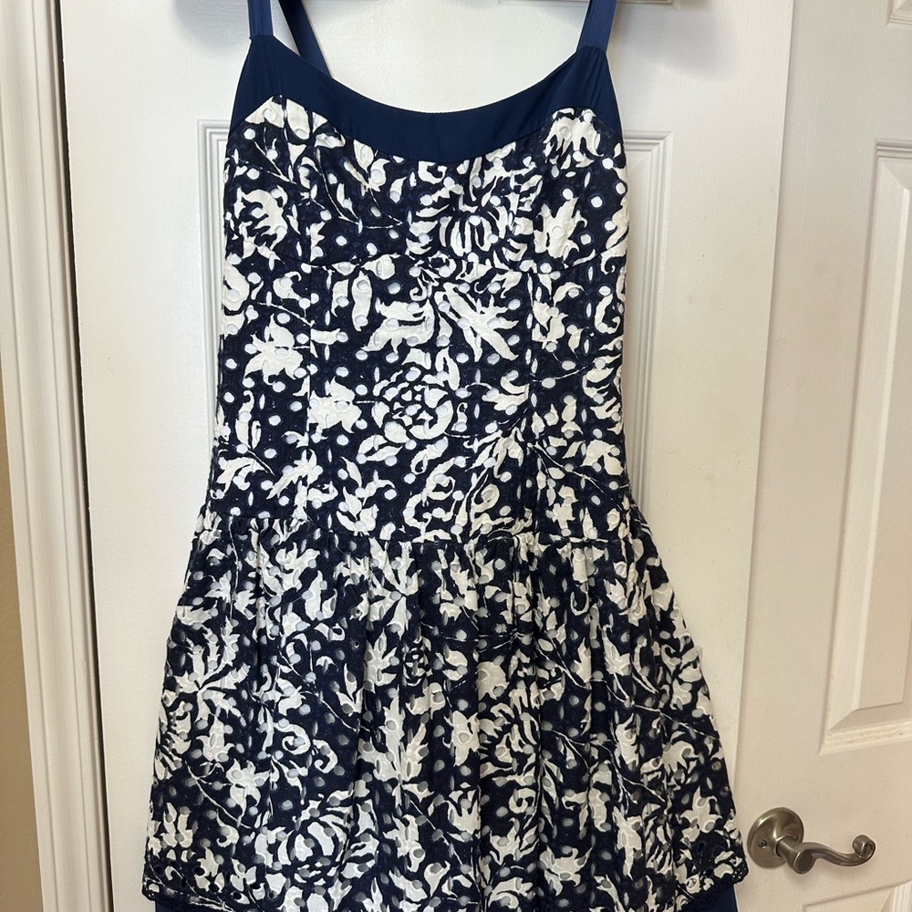 Cynthia Steffe Navy and White Floral Dress